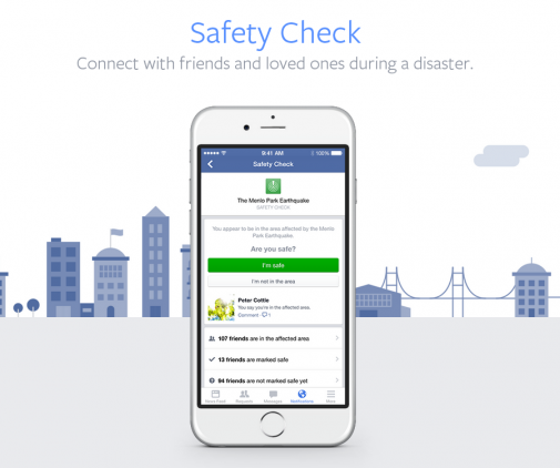 New safety check-in feature on Facebook