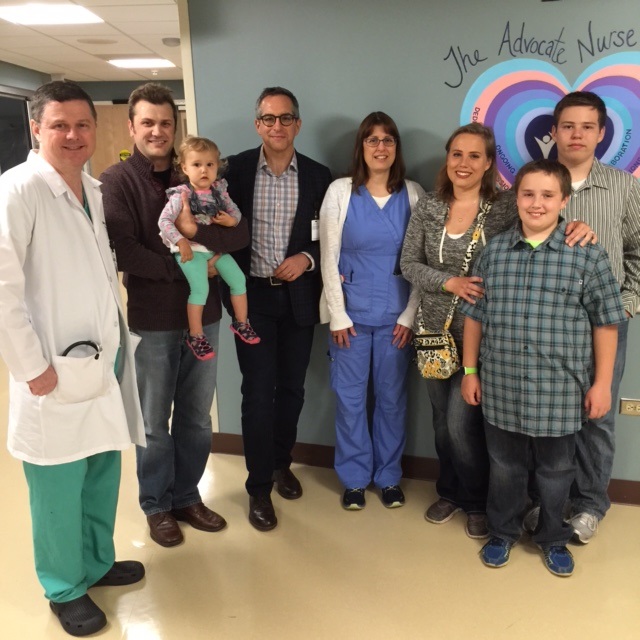 Elizabeth Hale returns to Advocate Condell Medical Center with her family to thank the ECMO team.