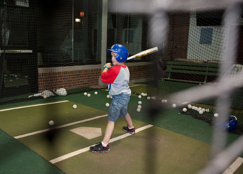 Pediatric patients had the chance to hit baseballs where the Cubs players practice.
