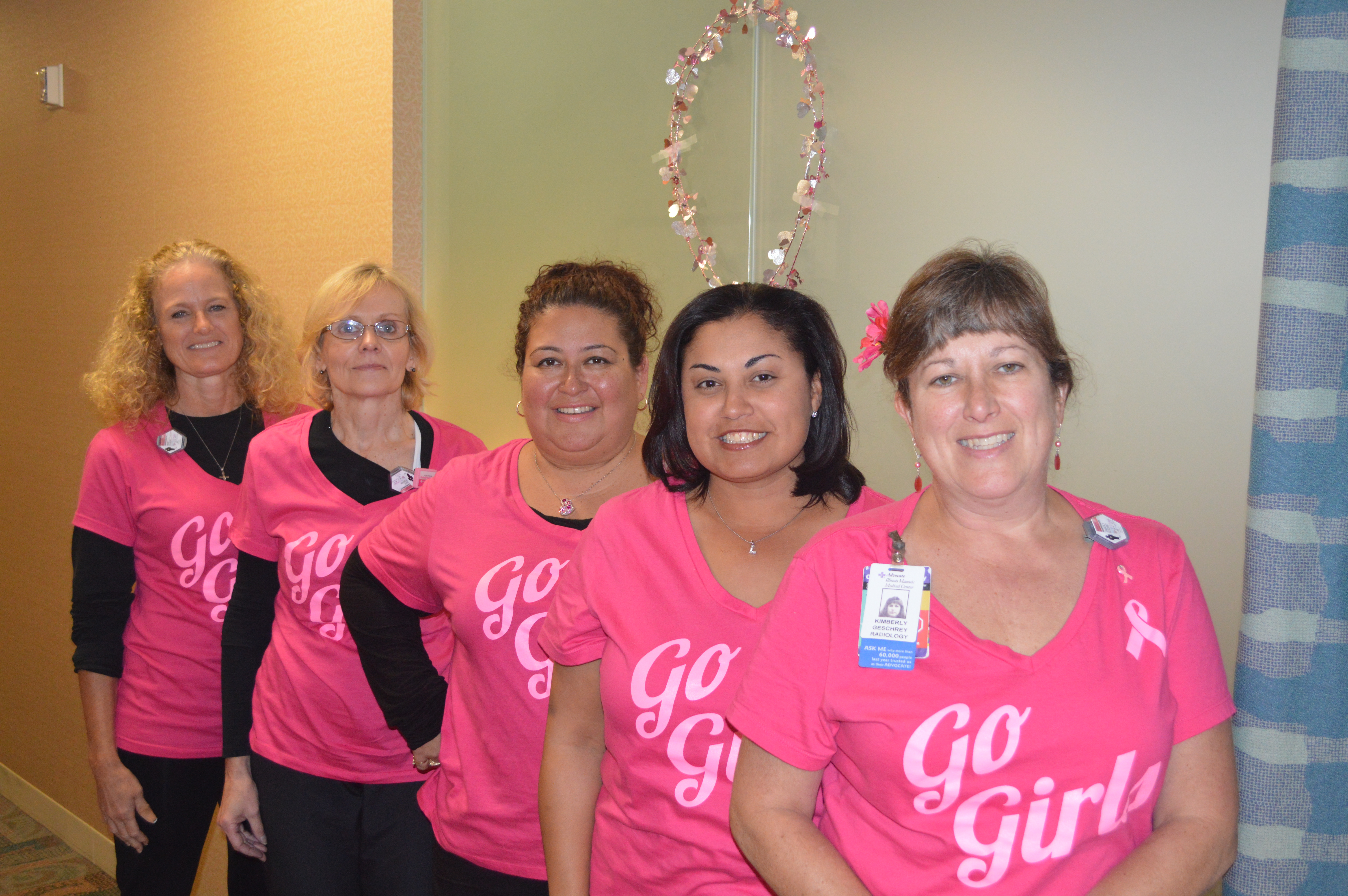 These ladies at Advocate Illinois Masonic Medical Center are spreading the word about breast cancer by wearing pink.