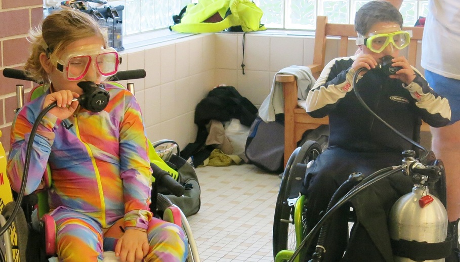 Deb Dudek gives back by teaching disabled youth and adults how to scuba dive, including many children with spinal cord injuries.