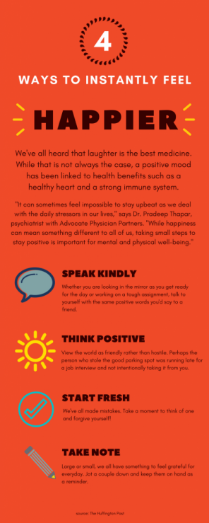 Infographic: 4 Ways To Instantly Feel Happier 