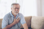 Man has chest pain, heart disease.