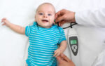 A newborn gets a hearing test