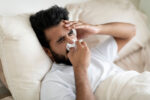 A sick man has poor immune system health.