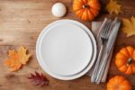 Healthy fall foods served at a fall placesetting.