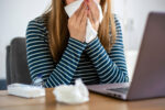 A woman contagious with the flu.