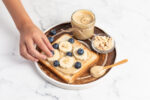 A protein-packed breakfast without eggs. Toast with nut butter and fruit.