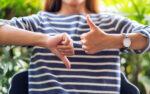 A woman experiencing toxic positivity.